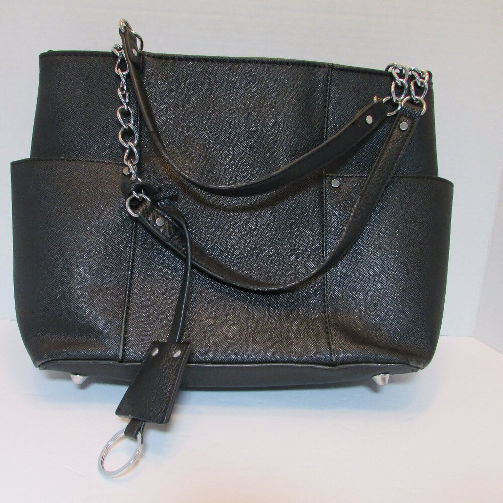 Miztique Satchel Vegan Leather Black Cross-Body, Detachable Strap
